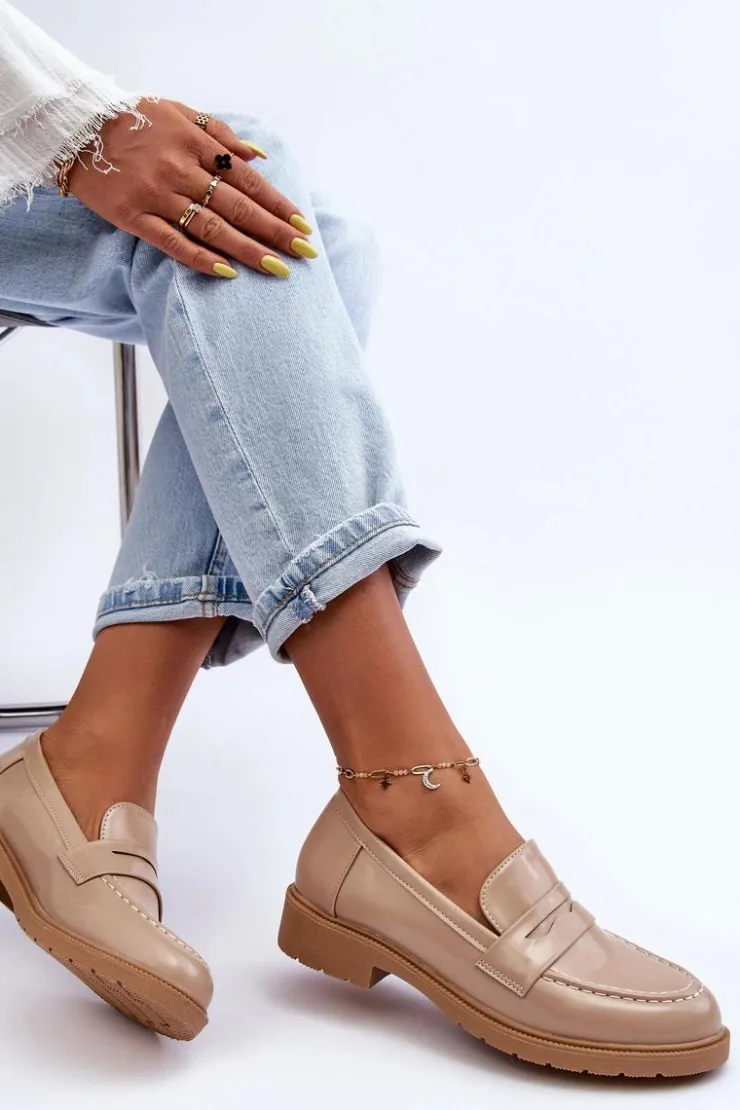Damskie Boto Klasyczne Damskie Mokasyny Beżowe Faradays