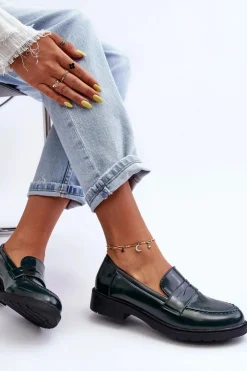 Boto Mokasyny Damskie Skórzane|Mokasyny Na Platformie*Klasyczne Damskie Mokasyny Zielone Faradays