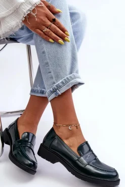 Boto Mokasyny Damskie Skórzane|Mokasyny Na Platformie*Klasyczne Damskie Mokasyny Zielone Faradays