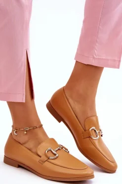 Online Boto Klasyczne Damskie Mokasyny Z Ozdobą Camel Jamie