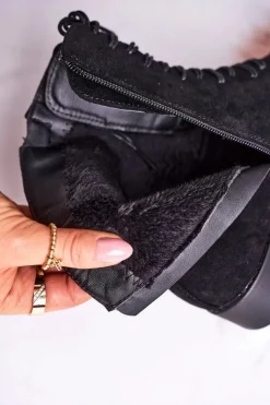 Discount Boto Klasyczne Damskie Ocieplane Botki Zamszowe Czarne Simplicity