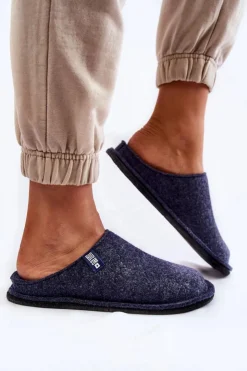 Big Star Shoes Klasyczne Damskie Papcie Big Star KK276013 Granatowe Niebieski