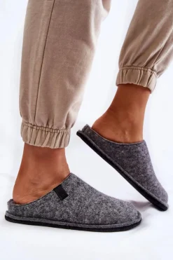 Damskie Big Star Shoes Klasyczne Damskie Papcie Big Star KK276014 Szare