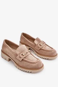 Boto Klasyczne Damskie Półbuty Mokasyny Beżowe Kolton