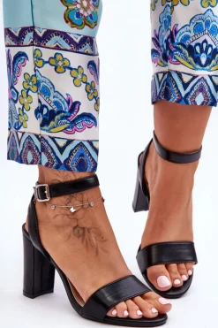 New Boto Klasyczne Damskie Sandały Na Słupku Czarne Treada