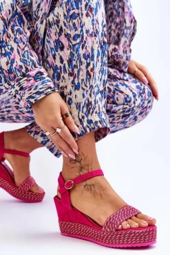 Boto Sandały Na Koturnie*Klasyczne Damskie Sandały Na Koturnie Fuksja Malmo