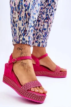 Boto Sandały Na Koturnie*Klasyczne Damskie Sandały Na Koturnie Fuksja Malmo