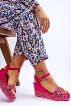 Boto Sandały Na Koturnie*Klasyczne Damskie Sandały Na Koturnie Fuksja Malmo