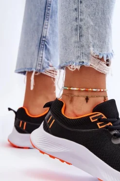 Boto Buty Sportowe Na Platformie|Sneakersy Damskie*Klasyczne Damskie Sportowe Buty Sznurowane Czarno-Pomarańczowe Darla Czarny
