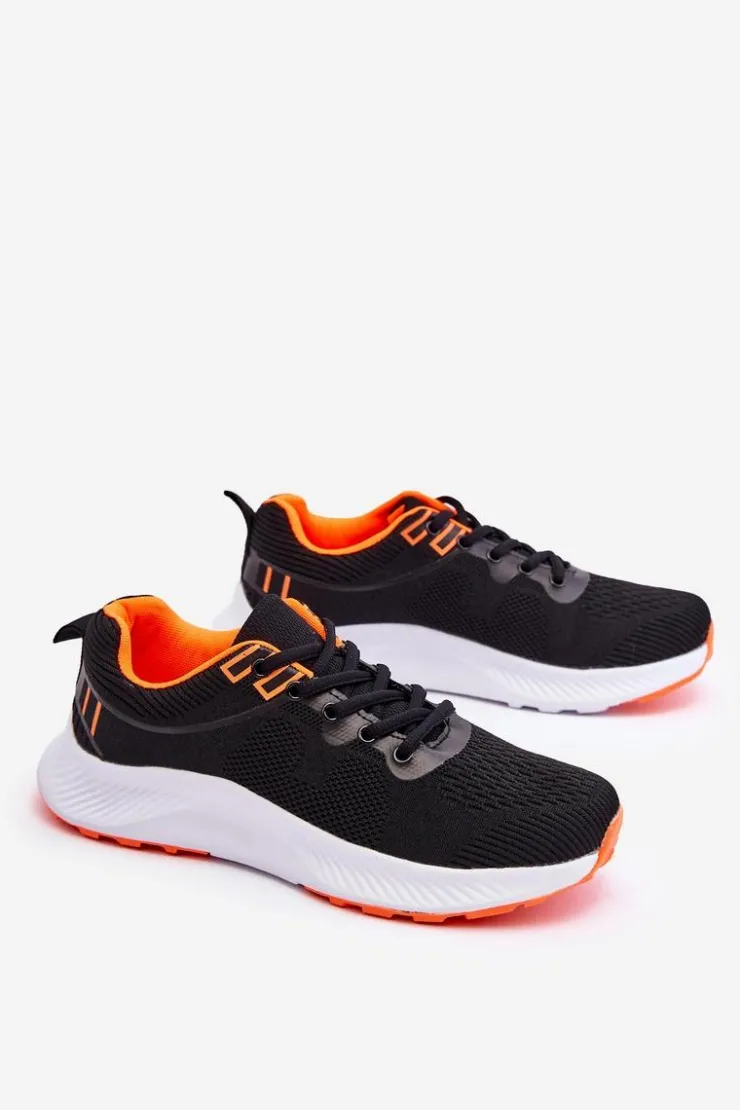 Boto Buty Sportowe Na Platformie|Sneakersy Damskie*Klasyczne Damskie Sportowe Buty Sznurowane Czarno-Pomarańczowe Darla Czarny