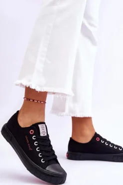 Discount Cross Jeans Klasyczne Damskie Trampki LL2R4051 Czarne Czarny