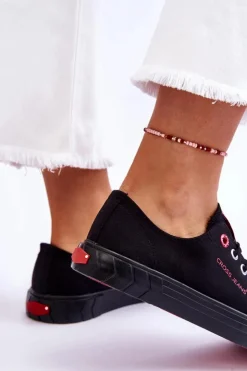 Discount Cross Jeans Klasyczne Damskie Trampki LL2R4051 Czarne Czarny