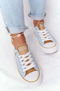 Big Star Shoes Trampki Damskie Big Star|Trampki Damskie Niskie*Klasyczne Damskie Trampki BIG STAR HH274457 Niebieskie