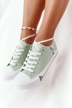 Best Big Star Shoes Klasyczne Damskie Trampki BIG STAR HH274112 Zielone