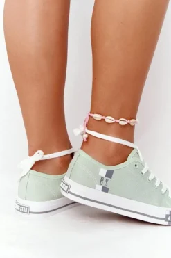 Best Big Star Shoes Klasyczne Damskie Trampki BIG STAR HH274112 Zielone
