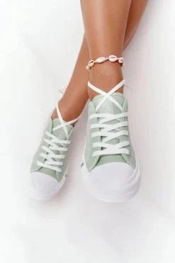 Best Big Star Shoes Klasyczne Damskie Trampki BIG STAR HH274112 Zielone