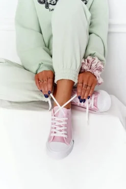 Damskie Big Star Shoes Klasyczne Damskie Trampki BIG STAR HH274110 Jasny Róż