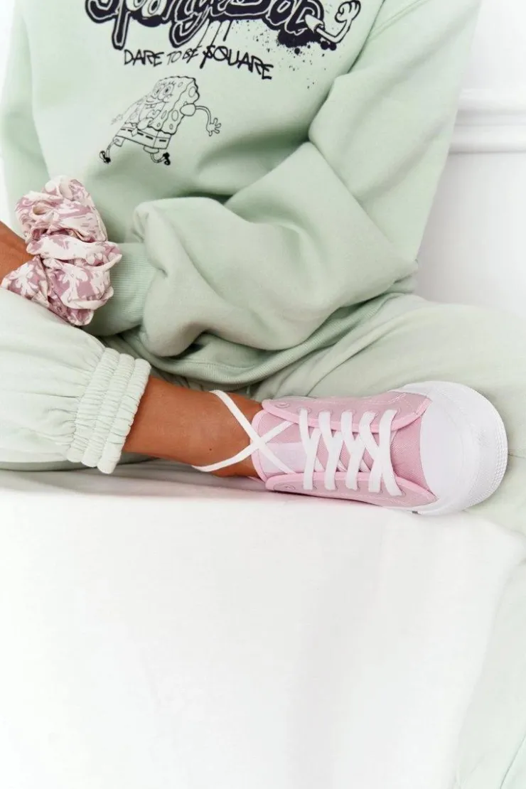 Damskie Big Star Shoes Klasyczne Damskie Trampki BIG STAR HH274110 Jasny Róż