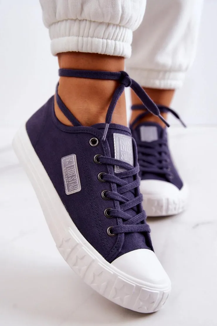 Big Star Shoes Trampki Damskie Big Star|Trampki Damskie Niskie*Klasyczne Damskie Trampki BIG STAR JJ274494 Granatowe Niebieski
