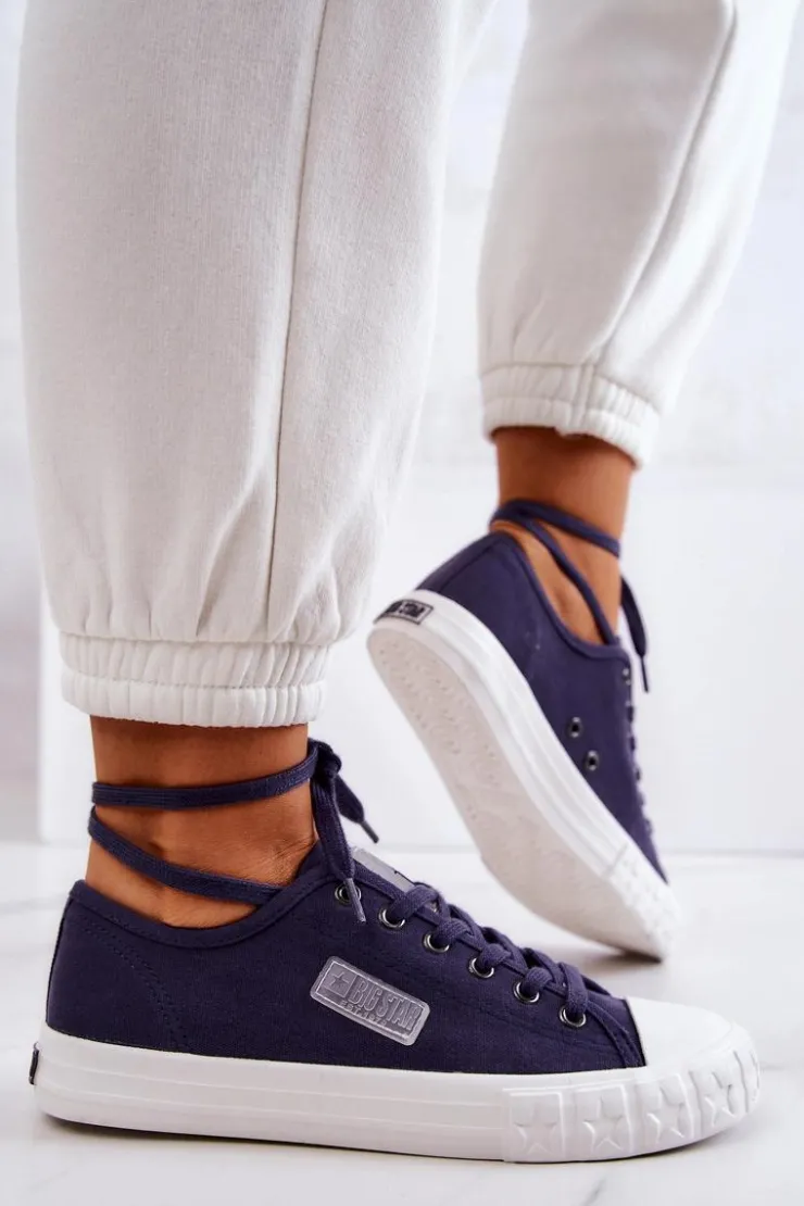 Big Star Shoes Trampki Damskie Big Star|Trampki Damskie Niskie*Klasyczne Damskie Trampki BIG STAR JJ274494 Granatowe Niebieski