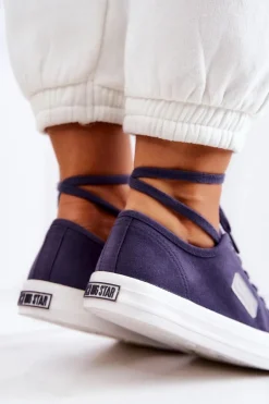 Big Star Shoes Trampki Damskie Big Star|Trampki Damskie Niskie*Klasyczne Damskie Trampki BIG STAR JJ274494 Granatowe Niebieski