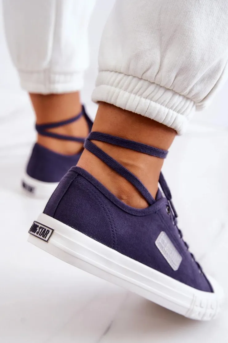 Big Star Shoes Trampki Damskie Big Star|Trampki Damskie Niskie*Klasyczne Damskie Trampki BIG STAR JJ274494 Granatowe Niebieski