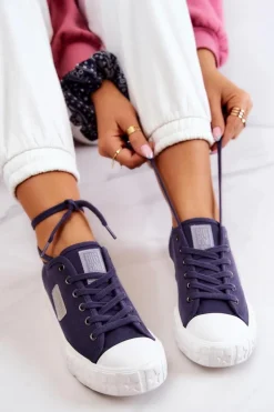 Big Star Shoes Trampki Damskie Big Star|Trampki Damskie Niskie*Klasyczne Damskie Trampki BIG STAR JJ274494 Granatowe Niebieski