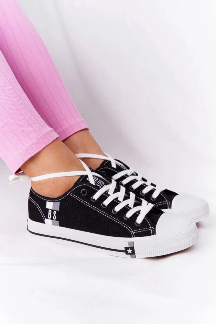 Big Star Shoes Trampki Damskie Big Star|Trampki Damskie Niskie*Klasyczne Damskie Trampki BIG STAR HH274108 Czarne