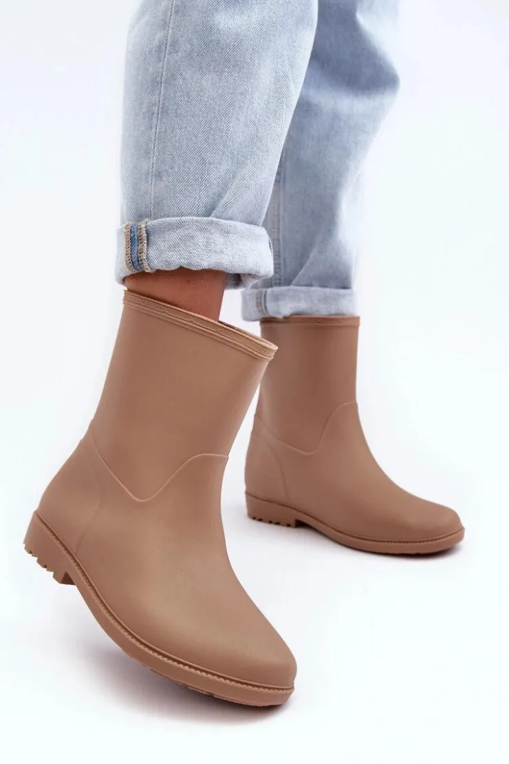 Damskie Boto Klasyczne Damskie Wsuwane Kalosze Beżowe Solihia