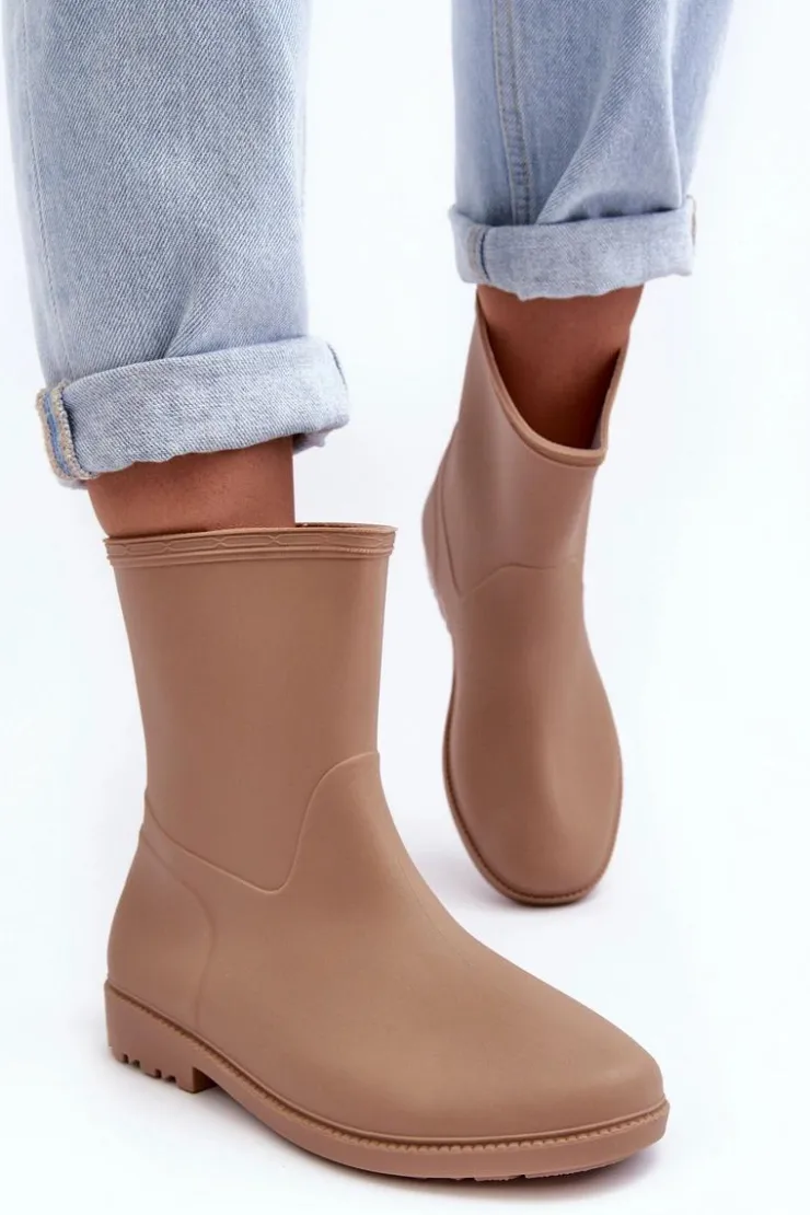 Damskie Boto Klasyczne Damskie Wsuwane Kalosze Beżowe Solihia