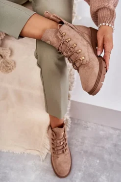 Damskie Damskie buty S.Barski Klasyczne Damskie Zamszowe Botki Beżowe Telma