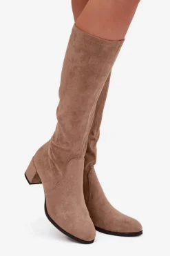 Buty Sergio Leone Klasyczne Eko Zamszowe Kozaki Sergio Leone KZ205 Beżowe