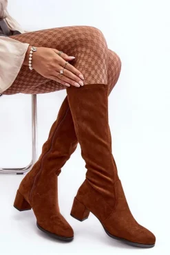 Clearance Buty Sergio Leone Klasyczne Eko Zamszowe Kozaki Sergio Leone KZ205 Brązowe