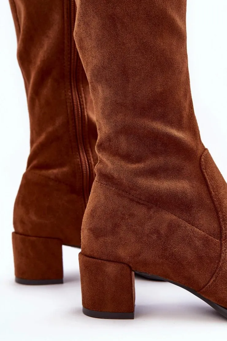 Clearance Buty Sergio Leone Klasyczne Eko Zamszowe Kozaki Sergio Leone KZ205 Brązowe