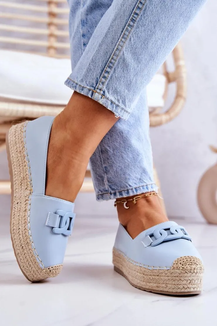 Damskie Boto Klasyczne Espadryle Na Platformie Niebieskie Julianne