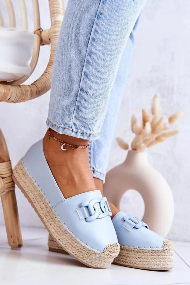 Damskie Boto Klasyczne Espadryle Na Platformie Niebieskie Julianne