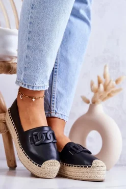 Damskie Boto Klasyczne Espadryle Na Platformie Czarne Julianne