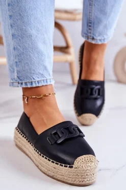 Damskie Boto Klasyczne Espadryle Na Platformie Czarne Julianne