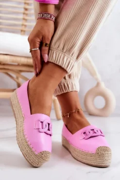Discount Boto Klasyczne Espadryle Na Platformie Różowe Julianne