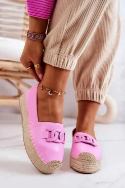 Discount Boto Klasyczne Espadryle Na Platformie Różowe Julianne