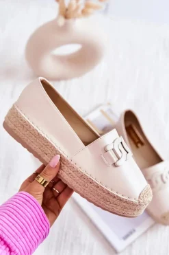 Boto Czarne Espadryle*Klasyczne Espadryle Na Platformie Beżowe Julianne