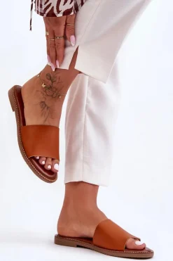 Boto Klapki Damskie Klasyczne*Klasyczne Klapki Damskie Camel Aphrodite