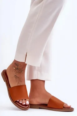 Boto Klapki Damskie Klasyczne*Klasyczne Klapki Damskie Camel Aphrodite