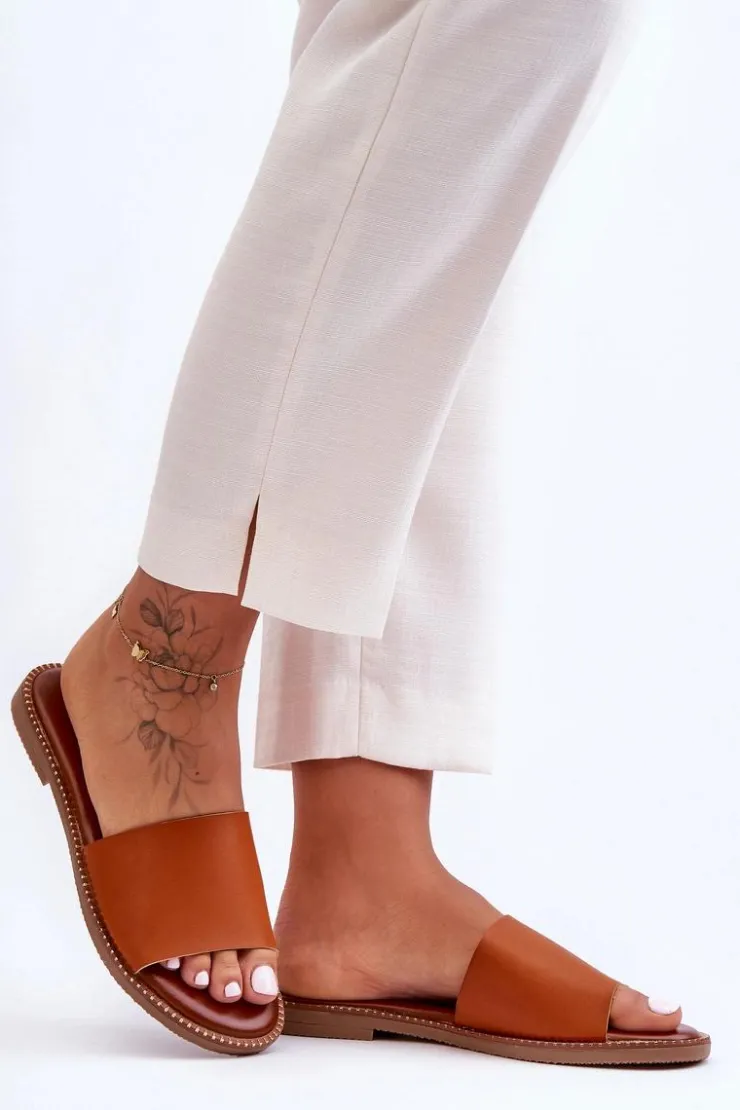 Boto Klapki Damskie Klasyczne*Klasyczne Klapki Damskie Camel Aphrodite