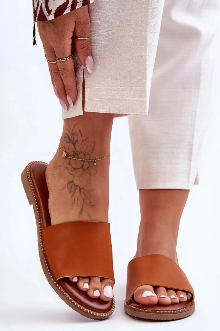 Boto Klapki Damskie Klasyczne*Klasyczne Klapki Damskie Camel Aphrodite