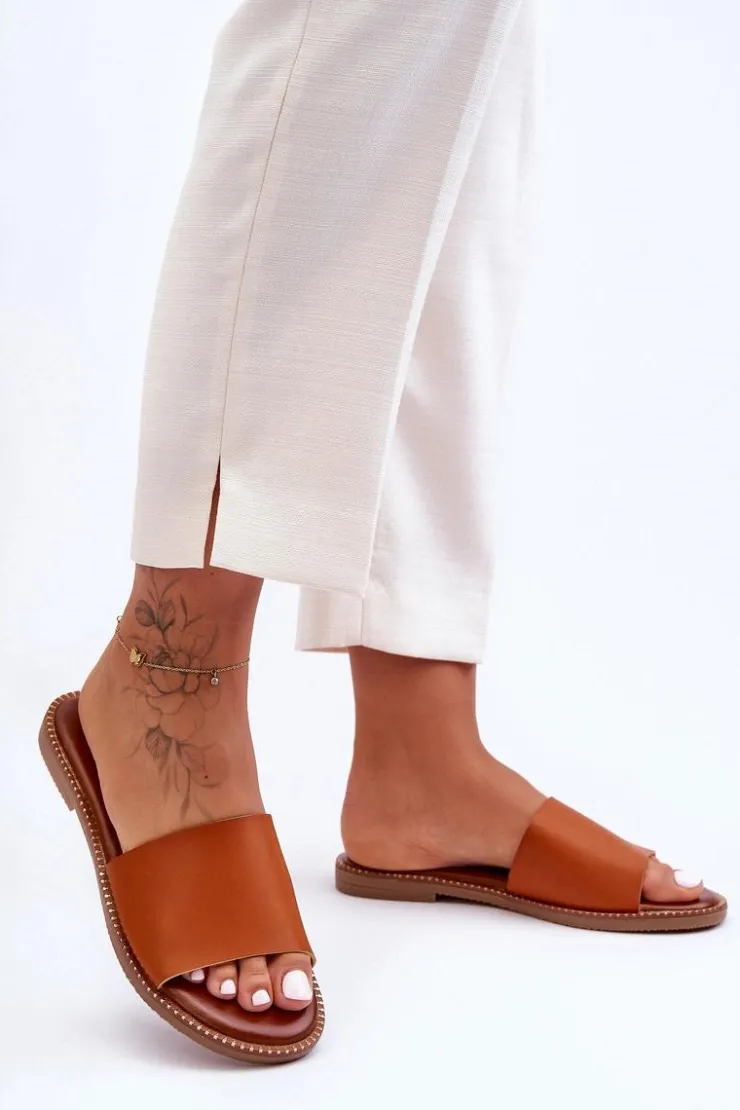 Boto Klapki Damskie Klasyczne*Klasyczne Klapki Damskie Camel Aphrodite