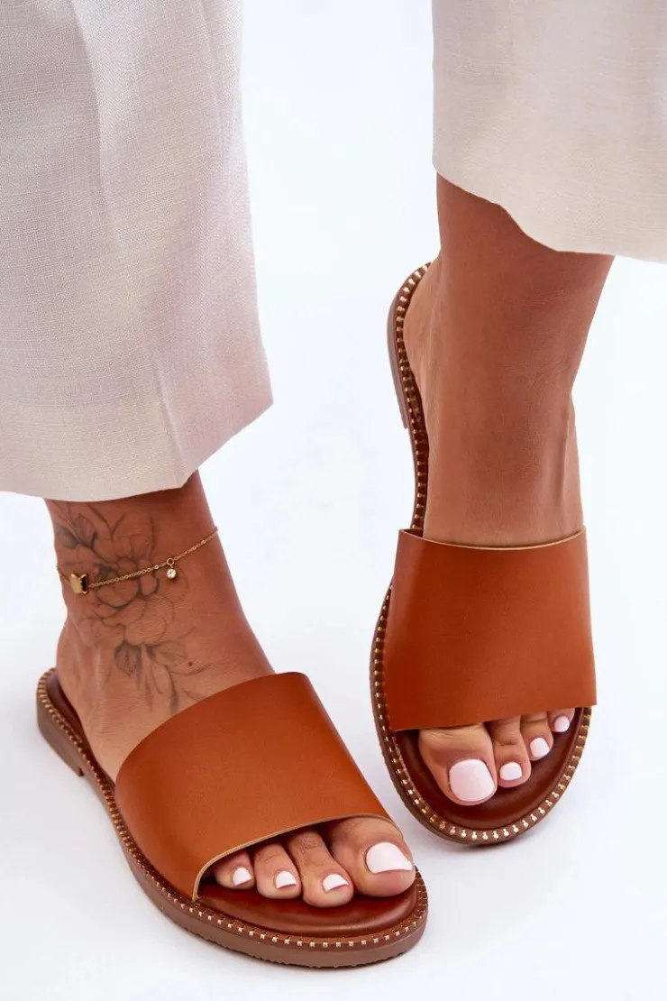 Boto Klapki Damskie Klasyczne*Klasyczne Klapki Damskie Camel Aphrodite