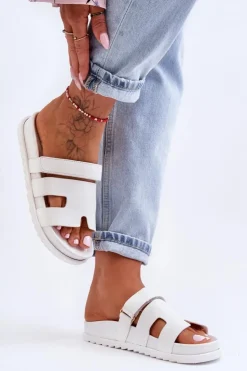 Boto Klasyczne Klapki Damskie Białe Molie