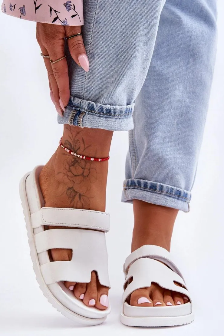 Boto Klasyczne Klapki Damskie Białe Molie