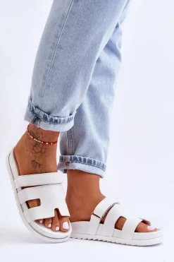 Boto Klasyczne Klapki Damskie Białe Molie